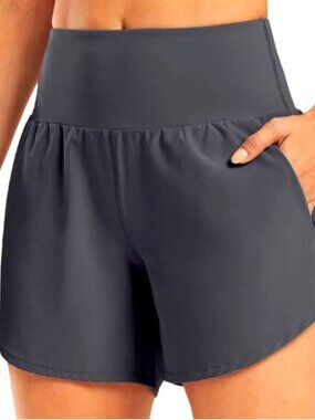 G4Free Women's Navy Blue Athletic Shorts Wide Comfort Waistband Pockets Sz L